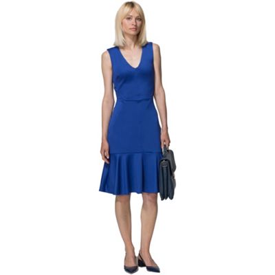 Royal blue drop waist ponte dress in clever fabric